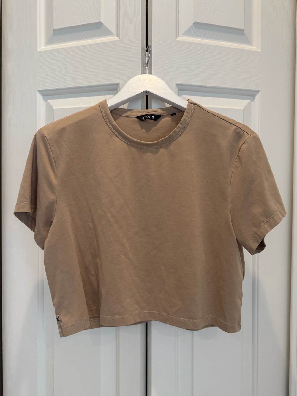 Cuts Almost Friday Crop Tee Tan
